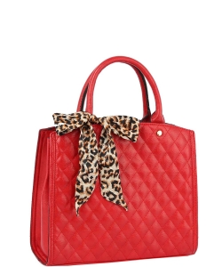 Fashion Quilted Leopard Scarf Satchel QF0031 RED